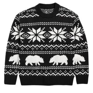 Old Navy NWT Black White Polar Bear Fair Isle Intarsia Knit Sweater XL Tall
